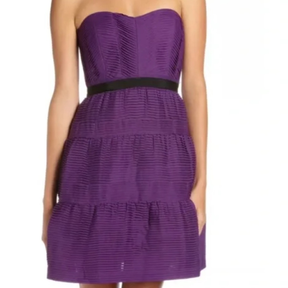 BCBG Strapless Tiered Dress purple